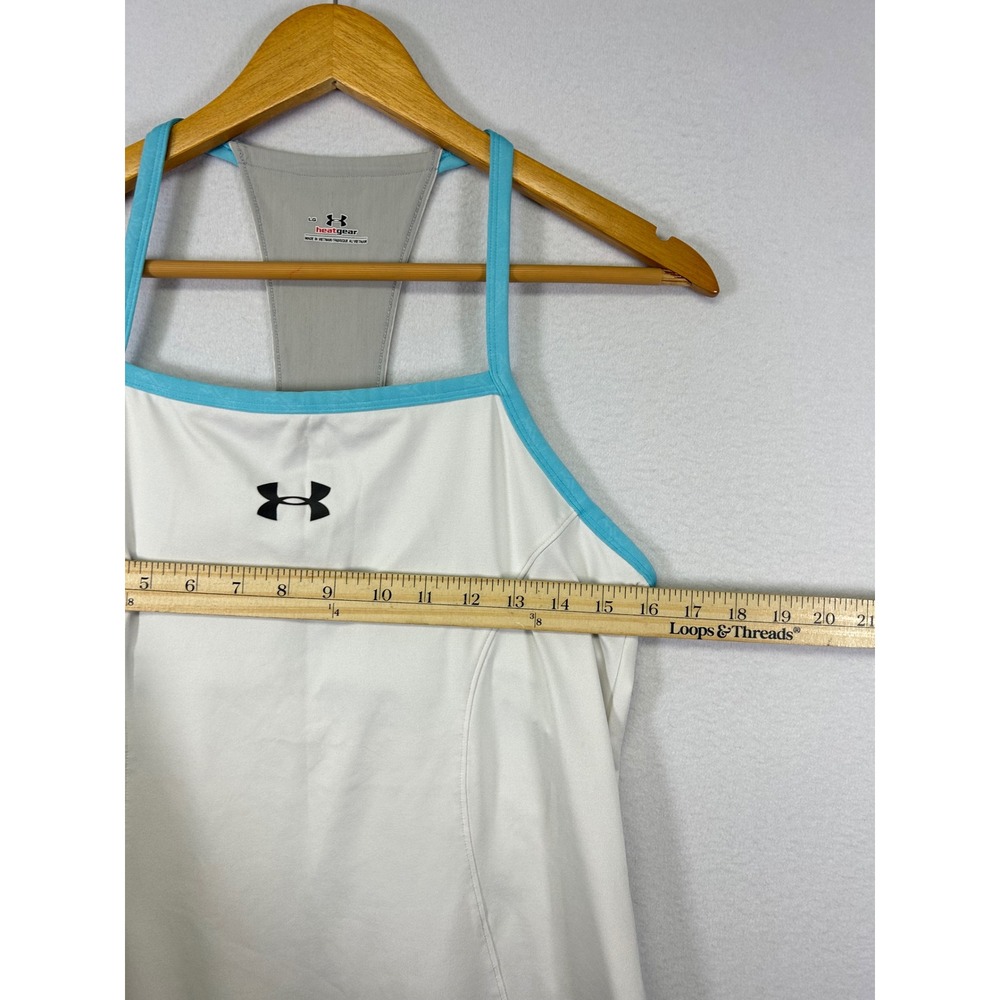 Tenniscore Under‎ Armour Womens Large White Turquoise HeatGear Racerback Dress - Picture 7 of 10